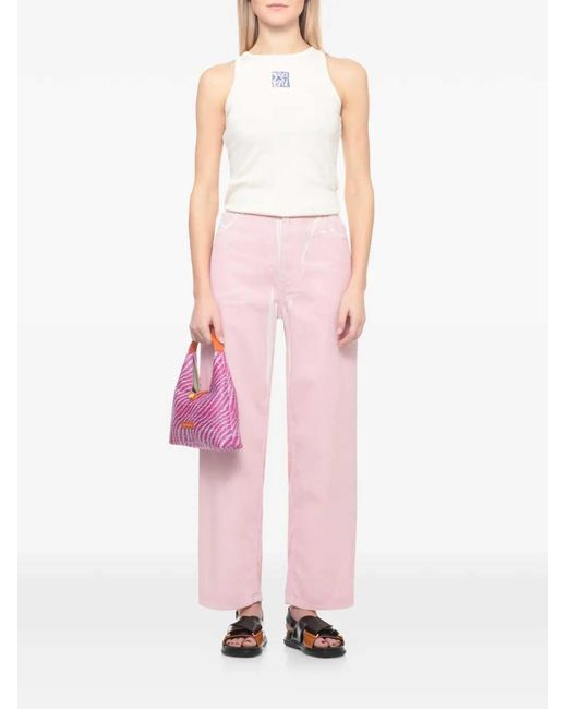 Marni Pink Trapez-Einkaufstasche mit Logo