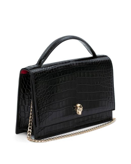 Alexander McQueen Alexander Mc Queen Skull Medium Leather Shoudler Bag in het Black