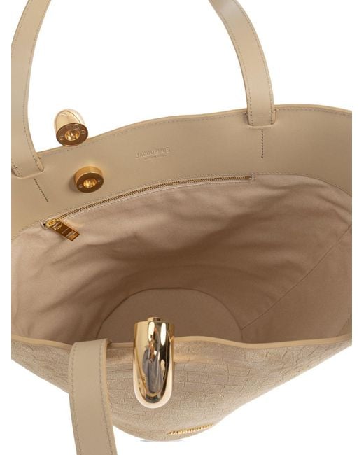 Jacquemus White Le Bambola Moyen Leather Bucket Bag
