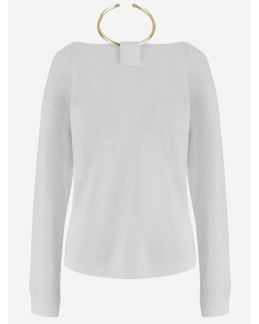 DARKPARK White Cotton Top With Metal Ring
