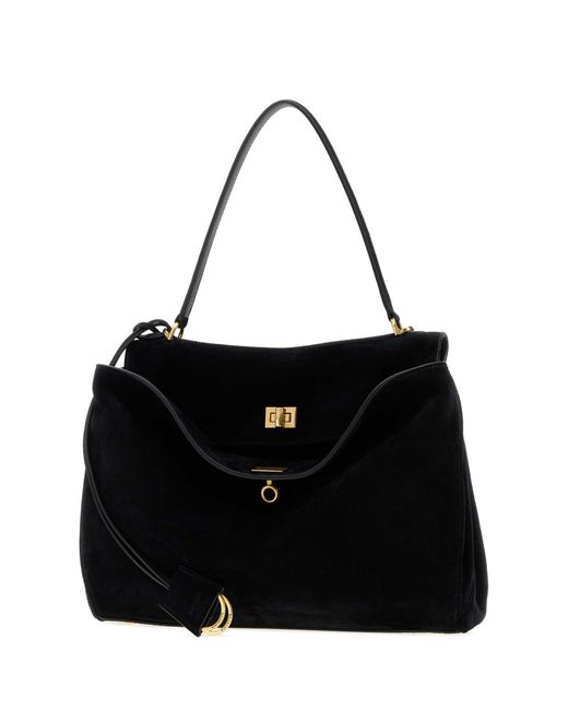 Balenciaga Black Suede Medium Rodeo Handbag