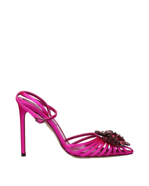 Aquazzura Purple Crystal Margarita Sandals Satin Fuchsia/Orchid