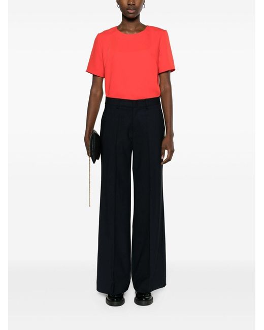 P.A.R.O.S.H. Blue Lillie Pressed-Crease Wide-Leg Pants