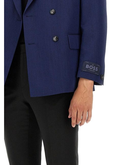 Boss Blue Double-Breasted Jacket for men