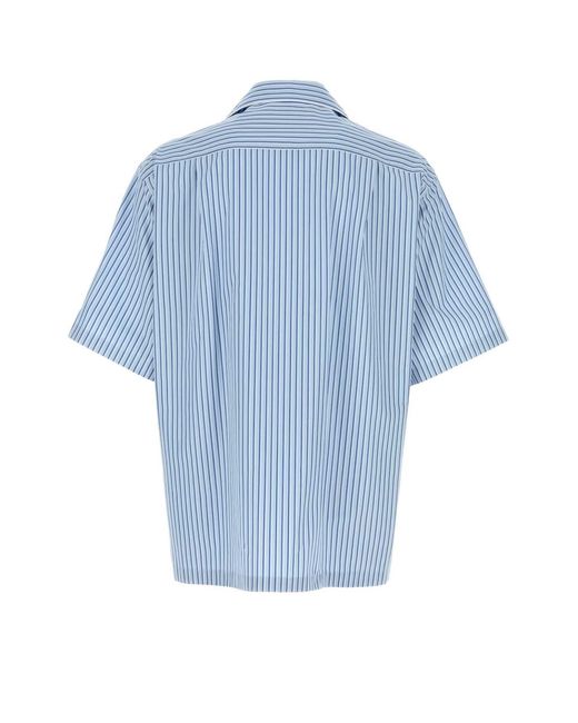 Dolce & Gabbana Blue Embroidered Poplin Shirt for men
