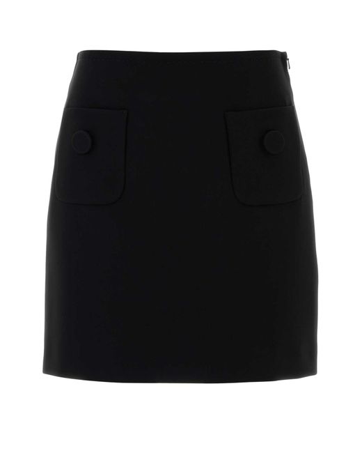 MM STUDIO Black Triacetate Blend Pagine Mini Skirt