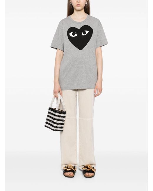Comme des Garçons Gray Heart Cotton T-Shirt for men