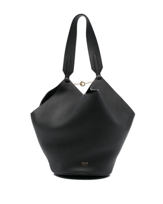 Khaite Black Lotus Small Leather Shoulder Bag