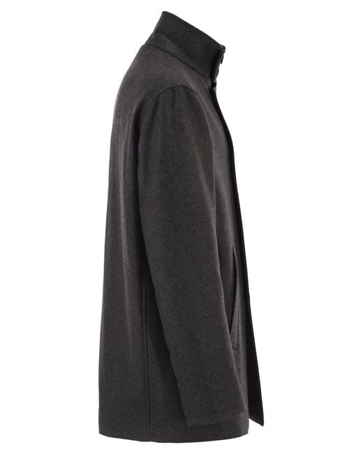 Herno Black Double-Breasted Coat for men