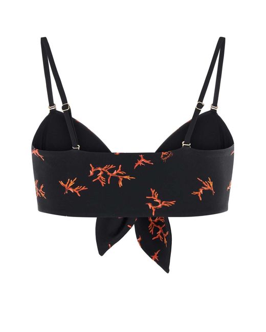 Fendi Black Coral Print Bikini Top