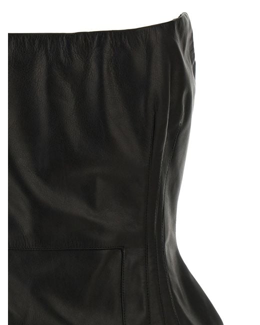Magda Butrym Black Off-The-Shoulder Leather Mini Dress
