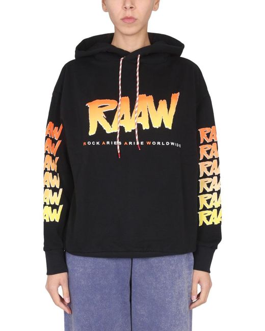 Aries Black Sweatshirt With Logo Print