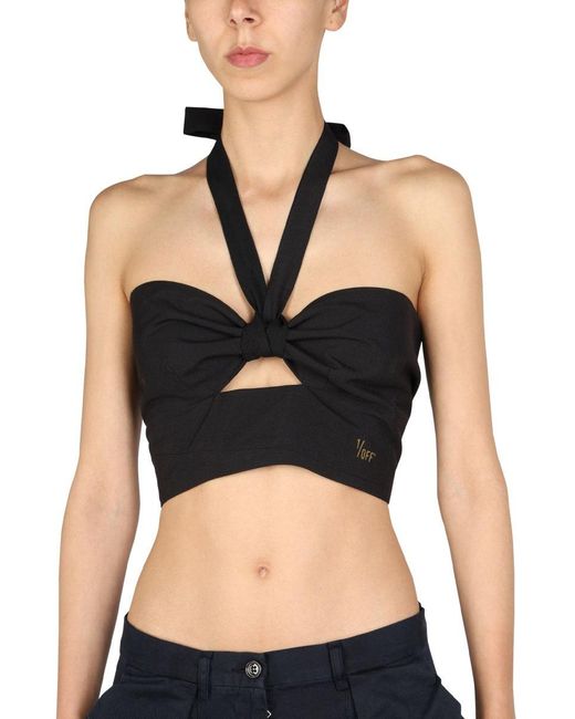 1/OFF Black Top With Crossed Straps