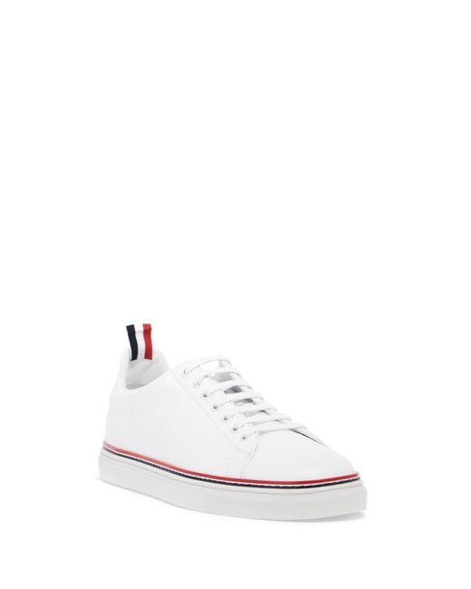 Thom Browne Glatte Leder -Sneaker mit Tricolor -Detail. in White für Herren