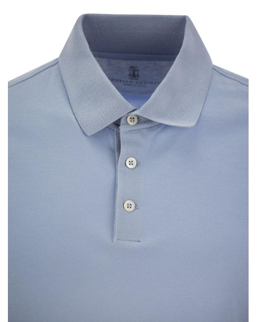 Brunello Cucinelli Cotton Jersey Polo -Hemd in Blue für Herren