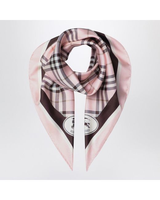 Burberry Pink Silk Scarf Check