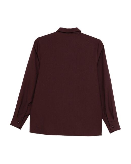 Officine Generale Red Double-Pocket Button-Down Shirt