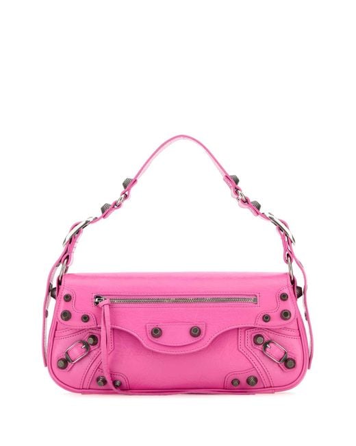 Balenciaga Pink Fuchsia Leather Small Le Cagole Sling Shoulder Bag for men