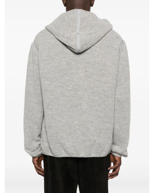 1989 STUDIO Gray Cut Knit Hoodie for men