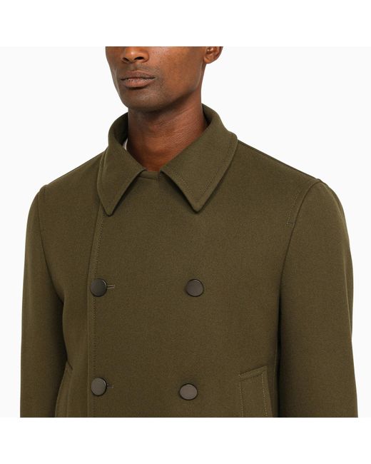 Tagliatore Military Green Green Double Breasted Mantel für Herren