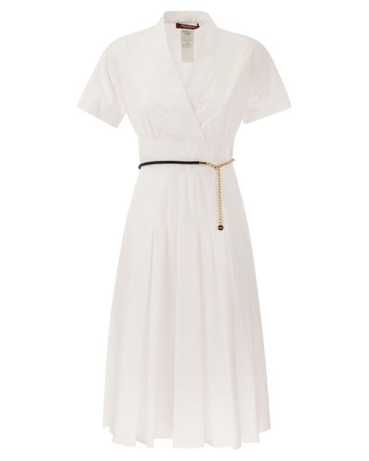 Max Mara Studio Alatri Gekruist Poplin -jurk in het White