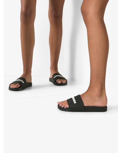 Balenciaga Black Logo -Pool -Rutschen