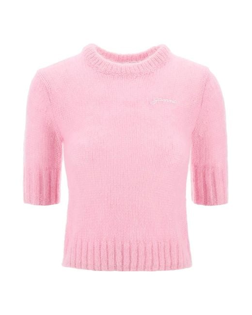 Ganni Mohair -pullover -trui in het Pink
