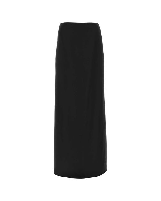 Bottega Veneta Black Silk Twill Skirt