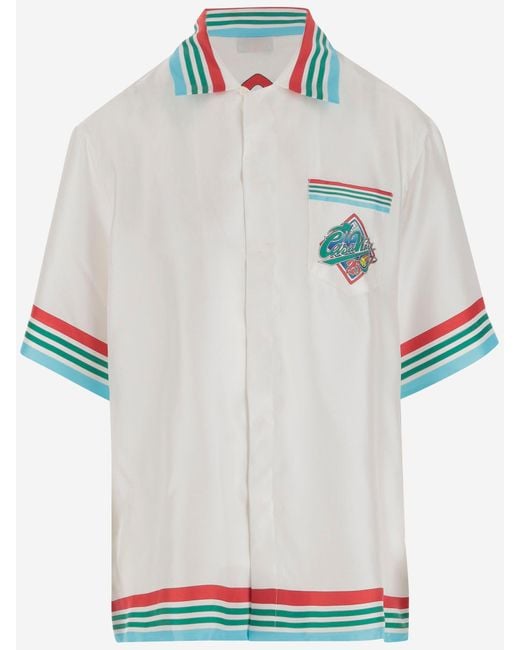 Camisa de seda de con estampado gráfico Casablanca de color White
