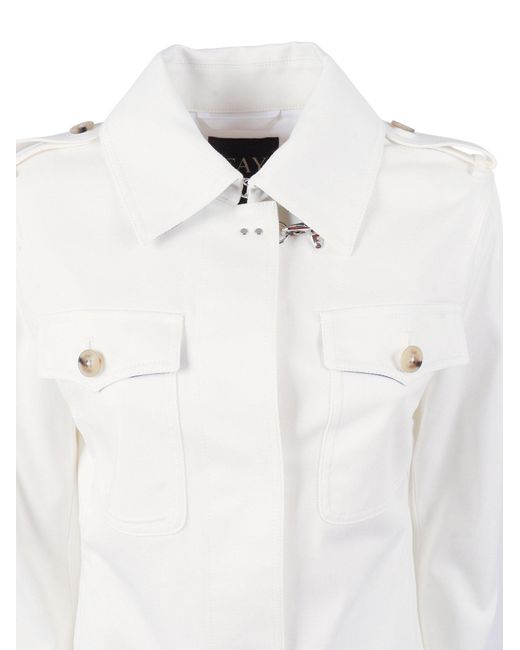 Fay White Shirt Jacket Con Gancio