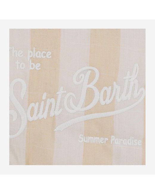 Mc2 Saint Barth White Fabric Clutch Bag With Logo for men