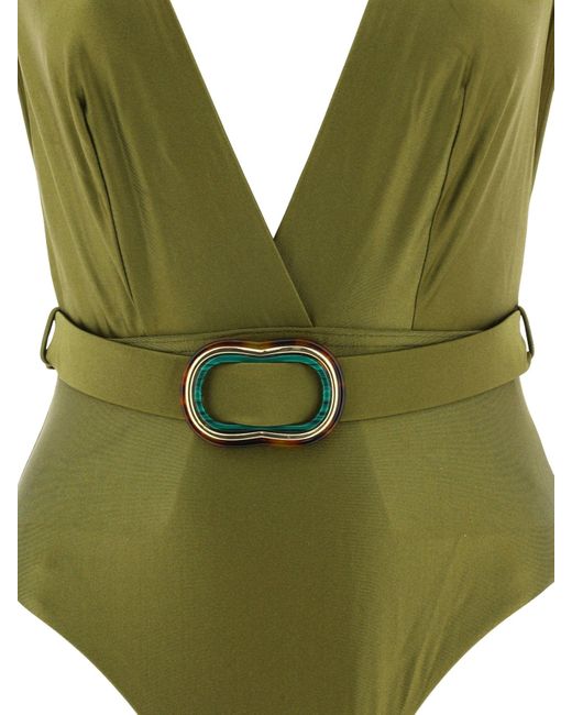 Belted Junie Swimsuit Zimmermann de color Green