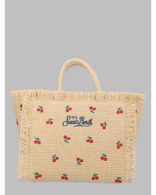 Mc2 Saint Barth Metallic Mini Straw Tote Bag For Girls