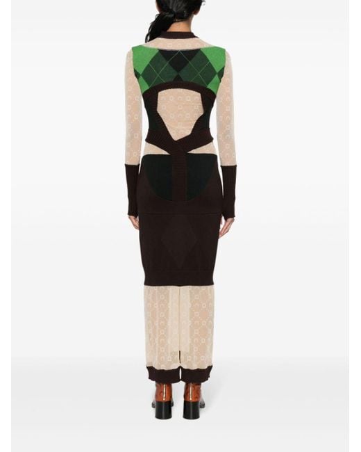 MARINE SERRE Green Wool Long Dress