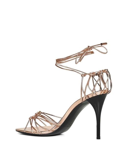 Saint Laurent Metallic Babylone Laminated Leather Sandals