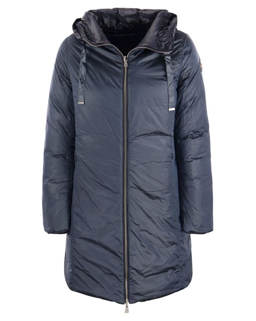 Colmar Gray Friendly Long Down Jacket With Reversible Hood
