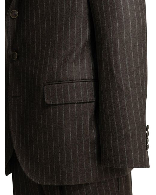 Brunello Cucinelli Black Formal Pinstripe Suit for men