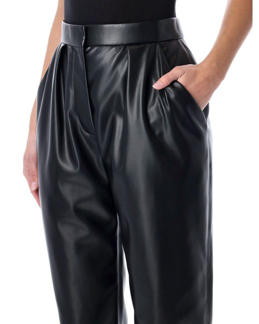 Balmain Black High-Waisted Faux Leather Trousers