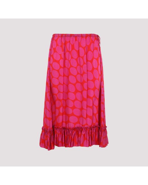 Dries Van Noten Samila Midi-rok in het Red