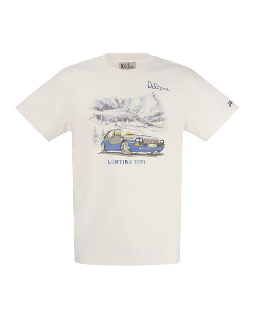 Mc2 Saint Barth Cotton T -Shirt mit Cortina 1991 Druck in White für Herren