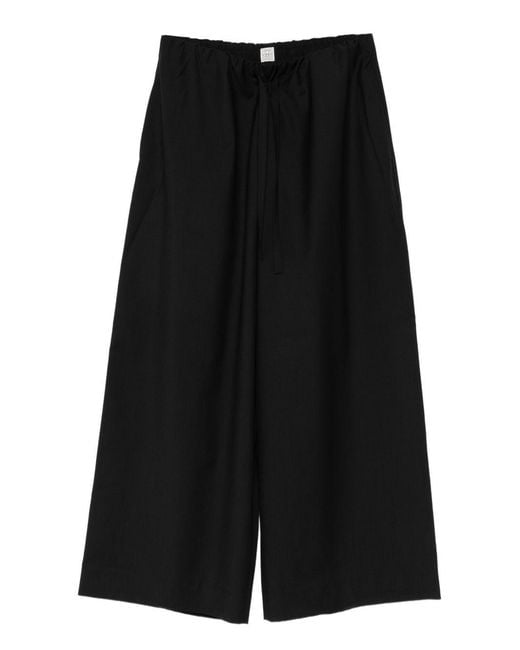 Totême Black Wool Drawstring Trousers
