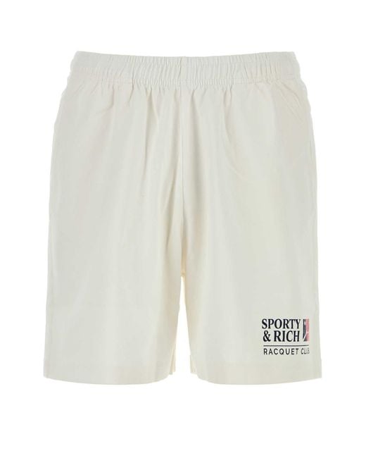 Sporty & Rich White Logo Shorts for men