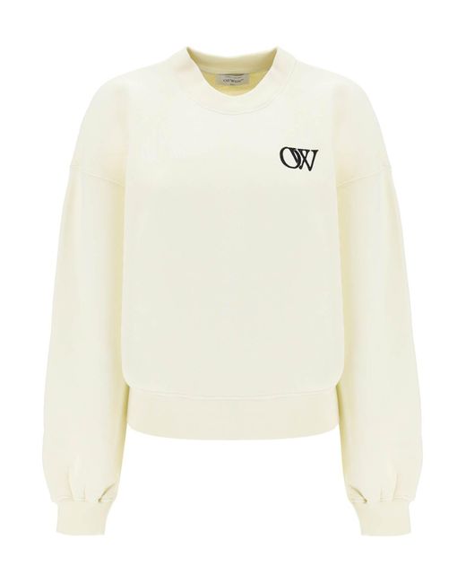 Off-White c/o Virgil Abloh Off White Crew Neck Sweatshirt Mit Gefährterem Logo in het Natural