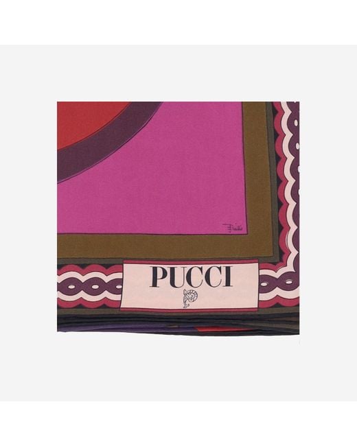 Emilio Pucci Pink Printed Silk Scarf