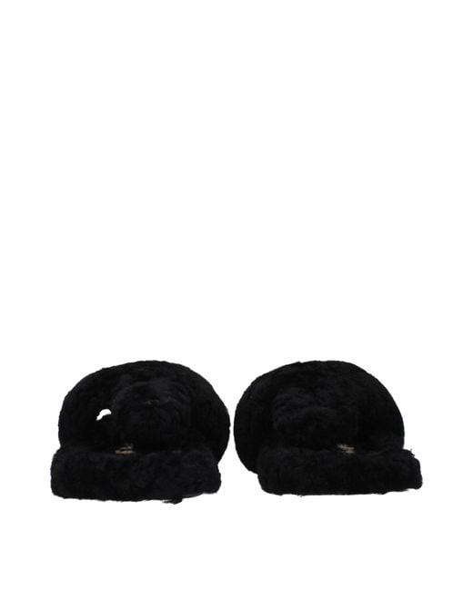 Loewe Black Slippers And Clogs For Fur