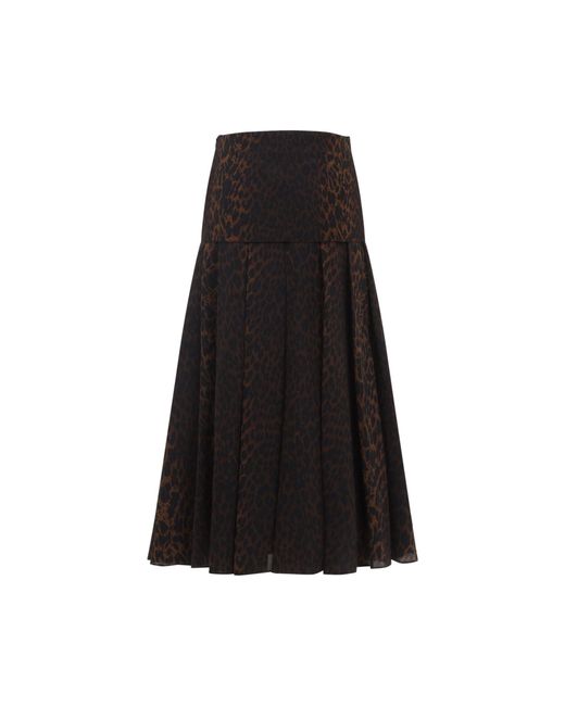 Balenciaga Black Animalier Godet Midi Skirt