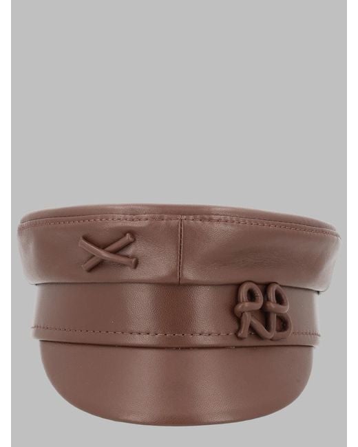 Ruslan Baginskiy Brown Elegant Leather Hat