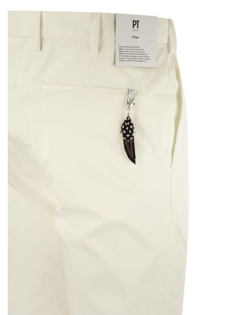 PT Torino White Dieci Cotton Trousers