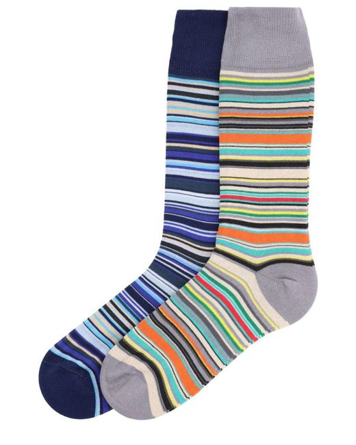 Paul Smith Blue 2-Pack Striped Socks for men