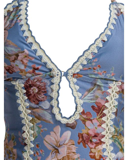 Zimmermann Blue "Awaken Crochet Keyhole" Swimsuit